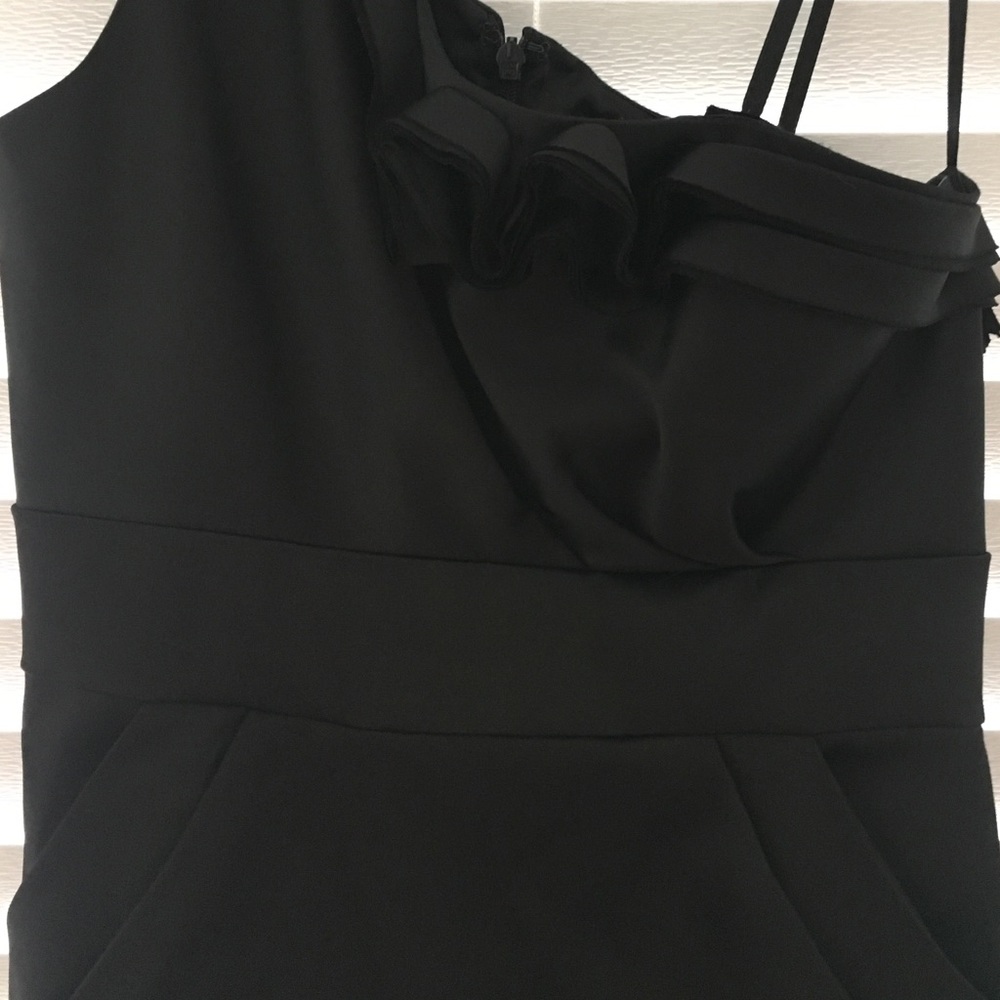 BCBG Max&Cleo Black Long Evening Dress OneShoulder